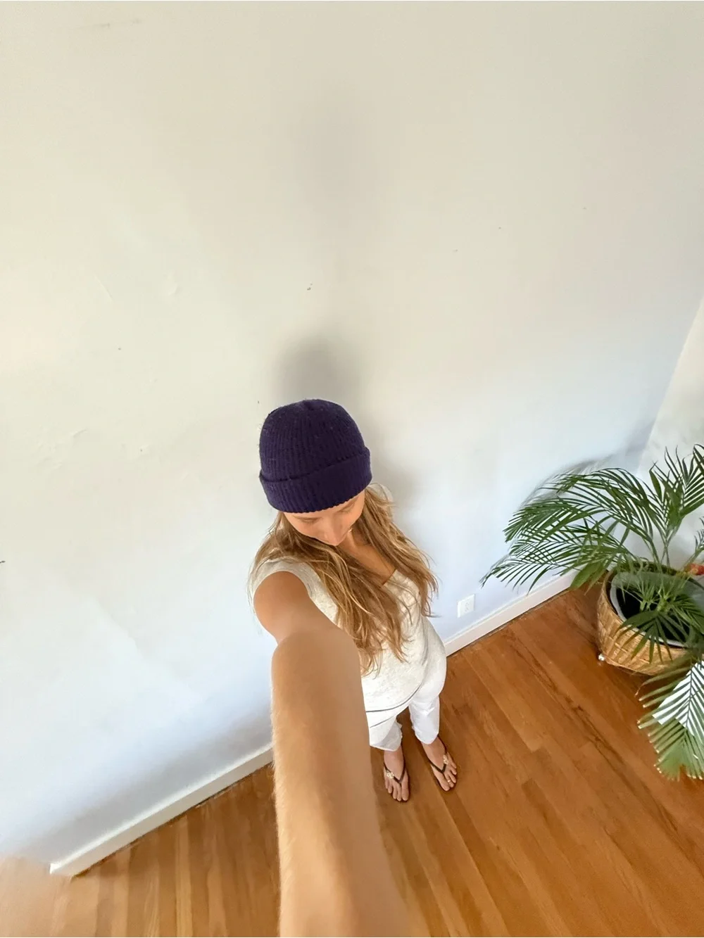 Dark Purple Ribbed Knit Beanie - Women's Winter Hat